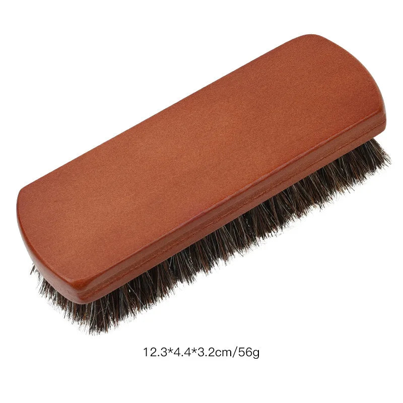 Leather Textile Cleaning Brush With Horse Hair Bristles And Wood Handle