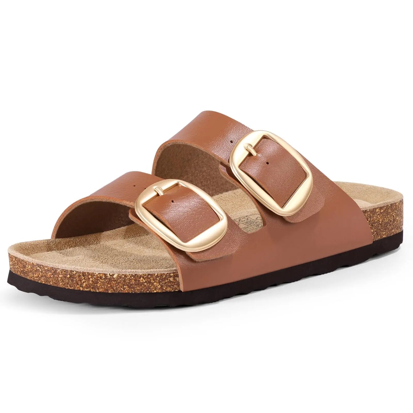 Women's Cork Sandals With Arch Support Buckle Slides For Outdoor