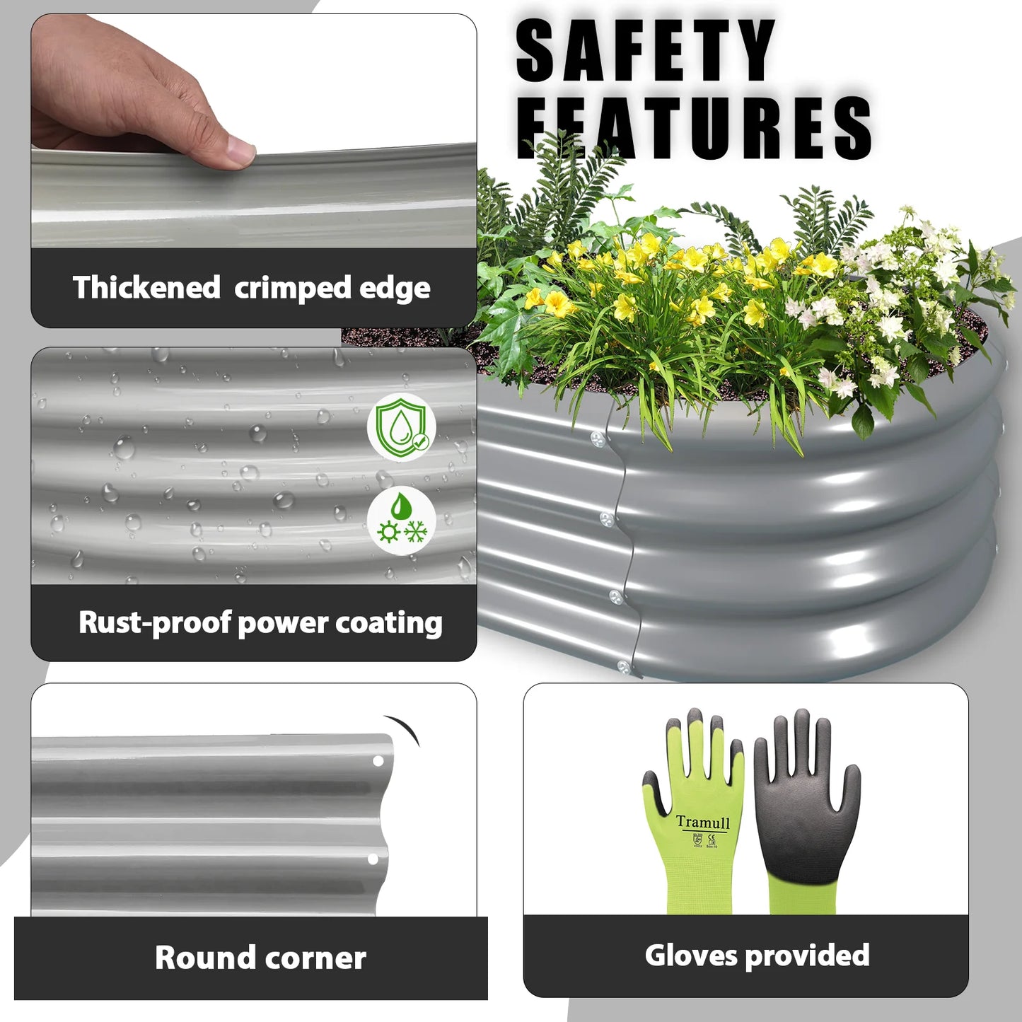 Tramull Galvanized Raised Garden Bed Planter Box For Vegetables