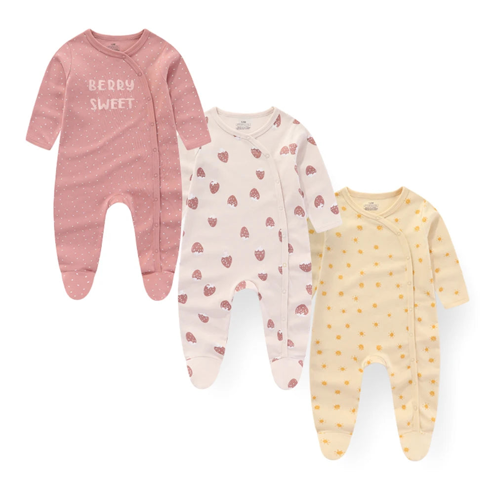 3 Piece Baby Romper Set Autumn Winter Long Sleeve 100% Cotton