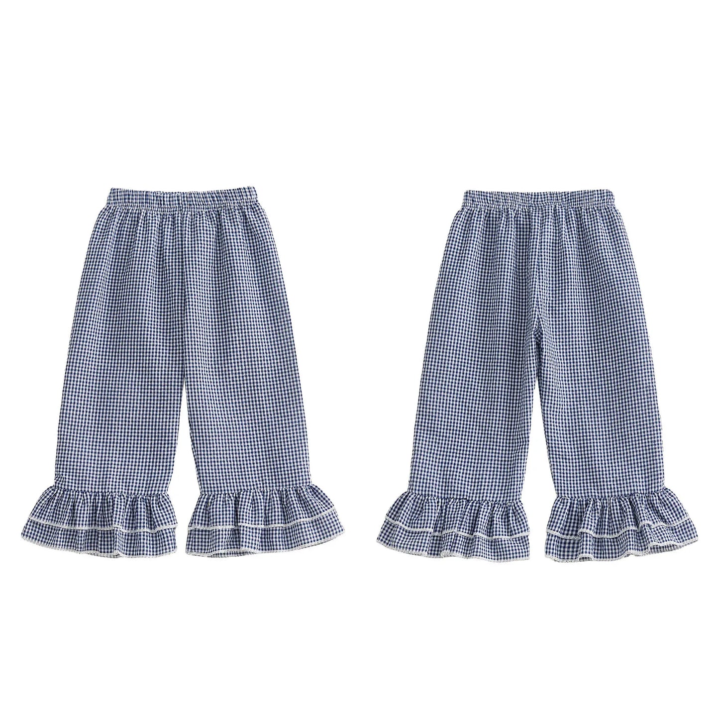 Pudcoco Toddler Girls Plaid Elastic Waist Flare Pants For Kids