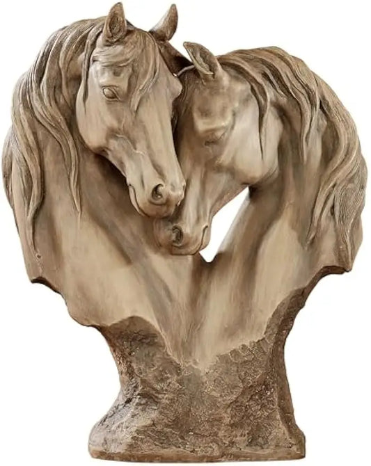 Resin Horse Sculpture Heart Shaped Nuzzling Table Decor Living Room