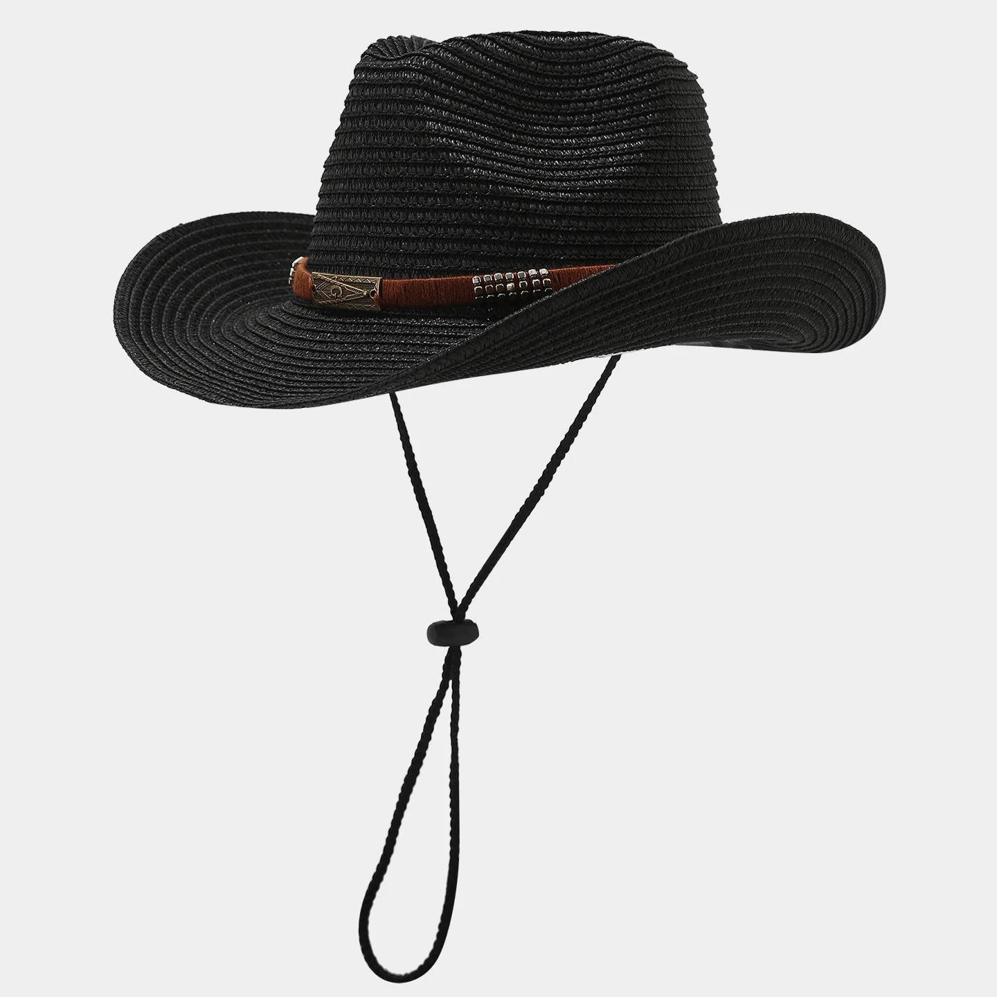 Outdoor Straw Cowboy Hat for Unisex Sun Protection Windproof Adjustable Strap