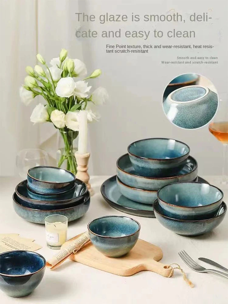 Lingao Retro Ceramic Tableware Set Porcelain Dinnerware
