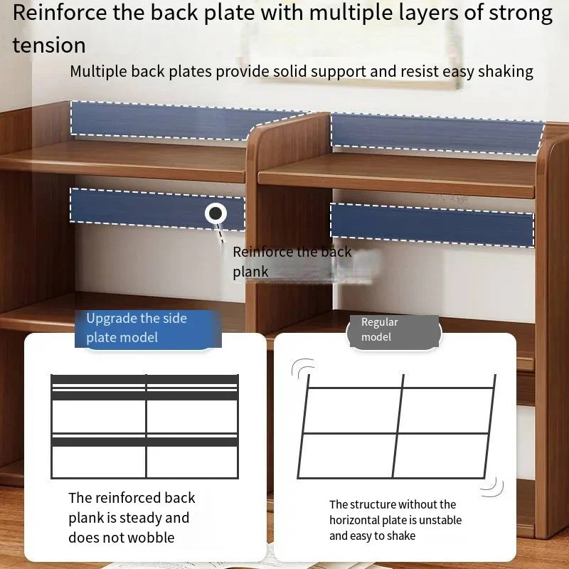 Three Tier Wood Bookcase Storage Shelf for Home Office Desk