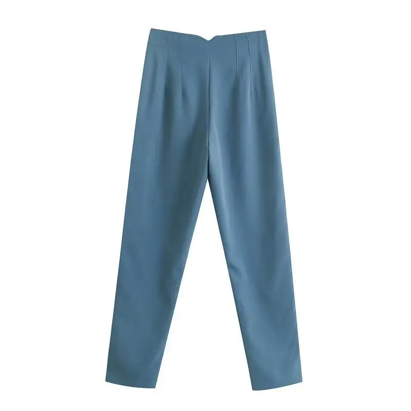 Others High Waist Casual Pants For Women Slim Fit Polyester