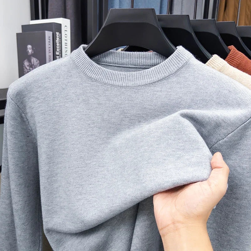 Men's Casual Knit Sweater Round Neck Diamond Pattern