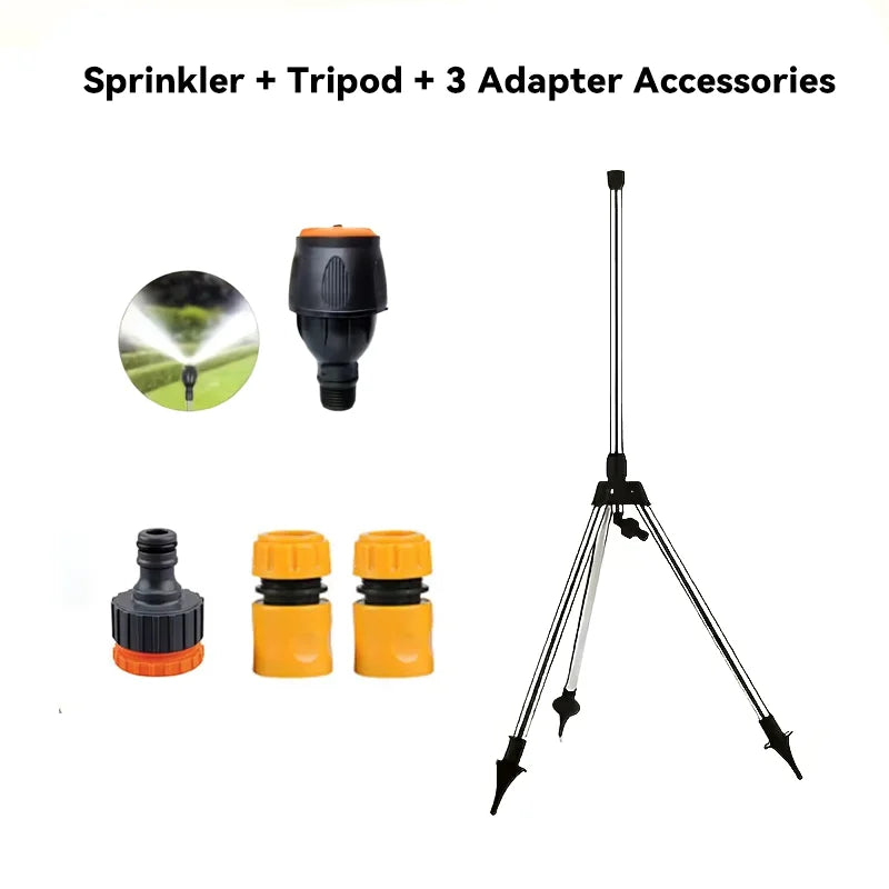 360° Rotating Retractable Lawn Sprinkler, Stainless Steel Irrigation System with Adjustable Tripod & Atomizing Nozzle for Garden