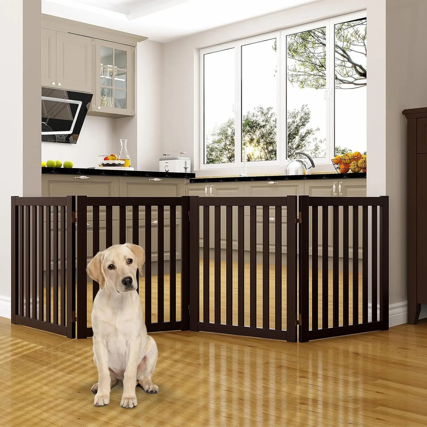 Foldable Wooden Pet Gate for Indoor Use