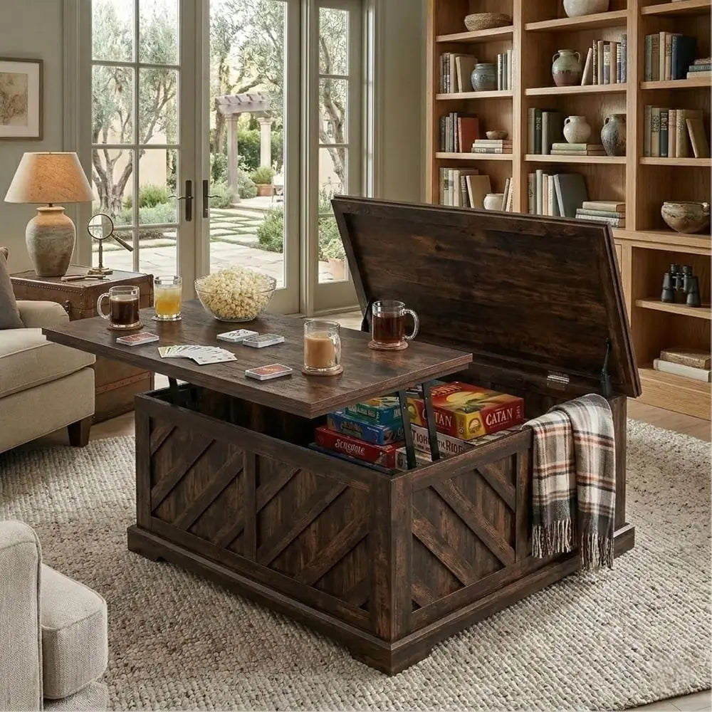 Lift Top Coffee Table With Storage And Hidden Compartment