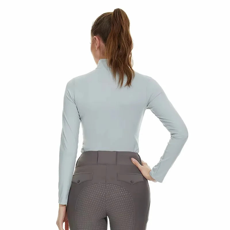 NONECN Equestrian Baselayer Zip Top For Long Sleeve Riding