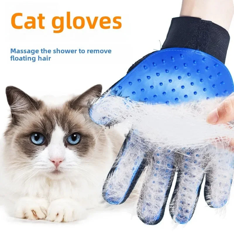 Anti Scratch Cat Grooming Gloves Deshedding Massaging Rubber Mitt