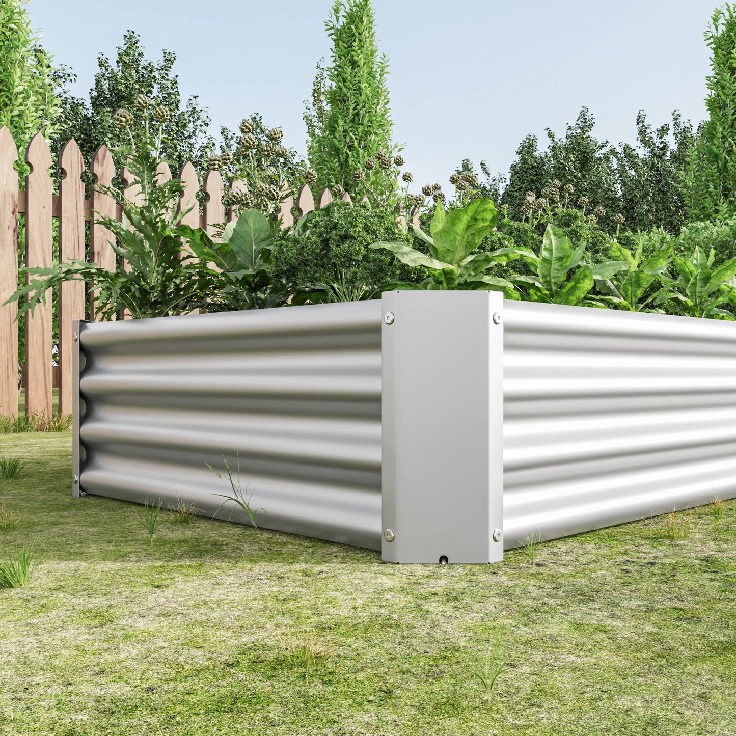 Raised Garden Bed Outdoor Metal Rectangle Planter For Plants
