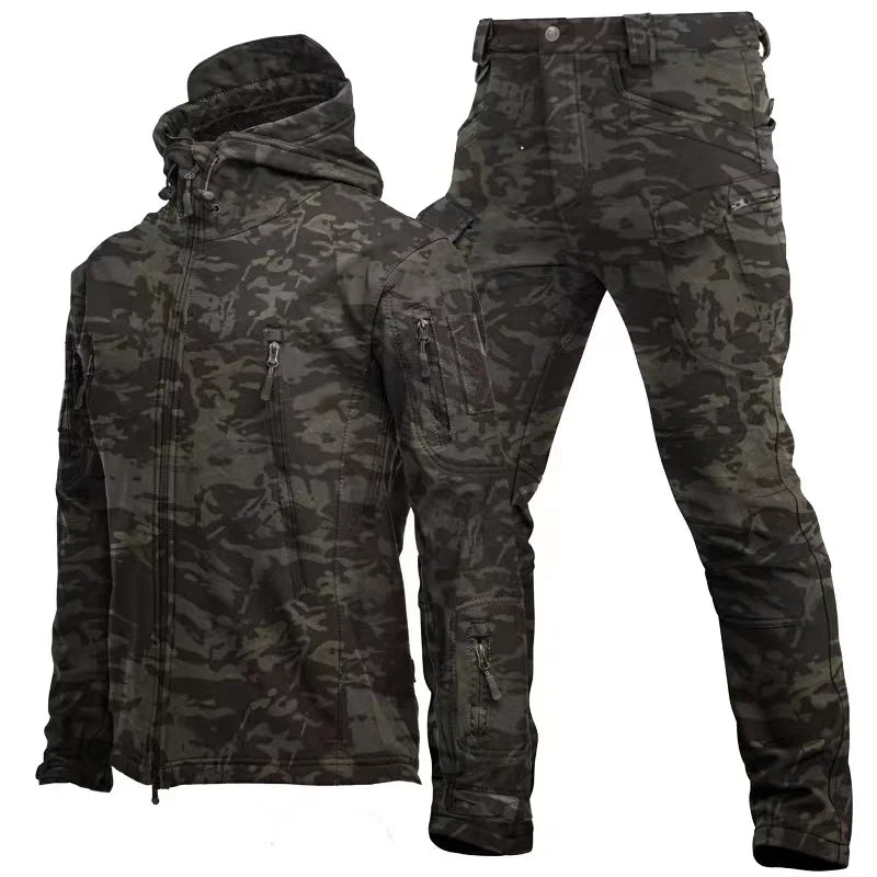 Mazerout Men Tactical Softshell Waterproof Fleece Jacket