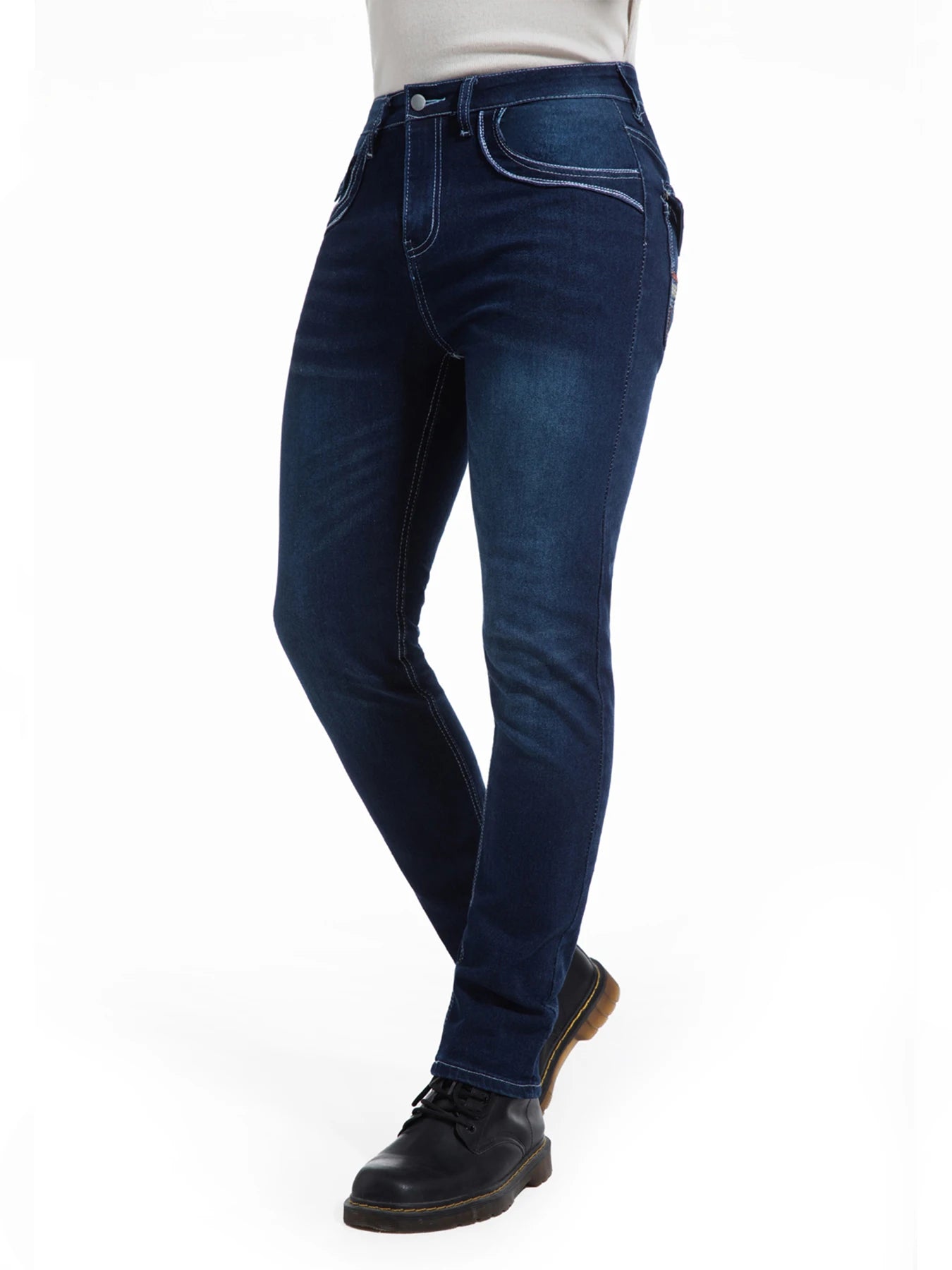 NONECN Men's Elastic Embroidered Casual Stretch Jeans