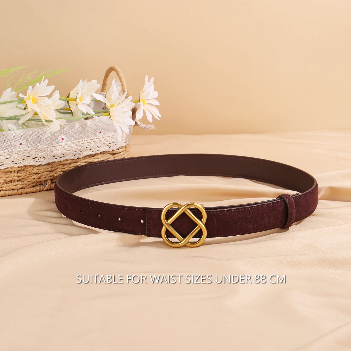 Suede Cowhide Belt For Women Vintage Style Retro Buckle