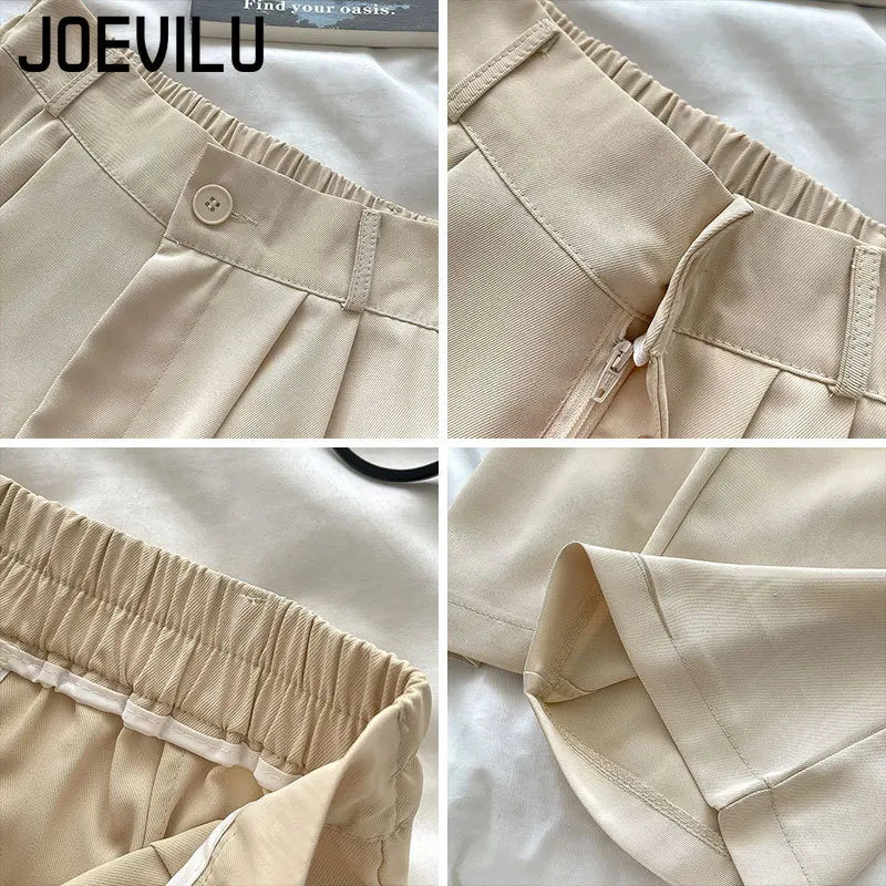 JOEVILU Womens High Waist Straight Ankle Silky Office Pants