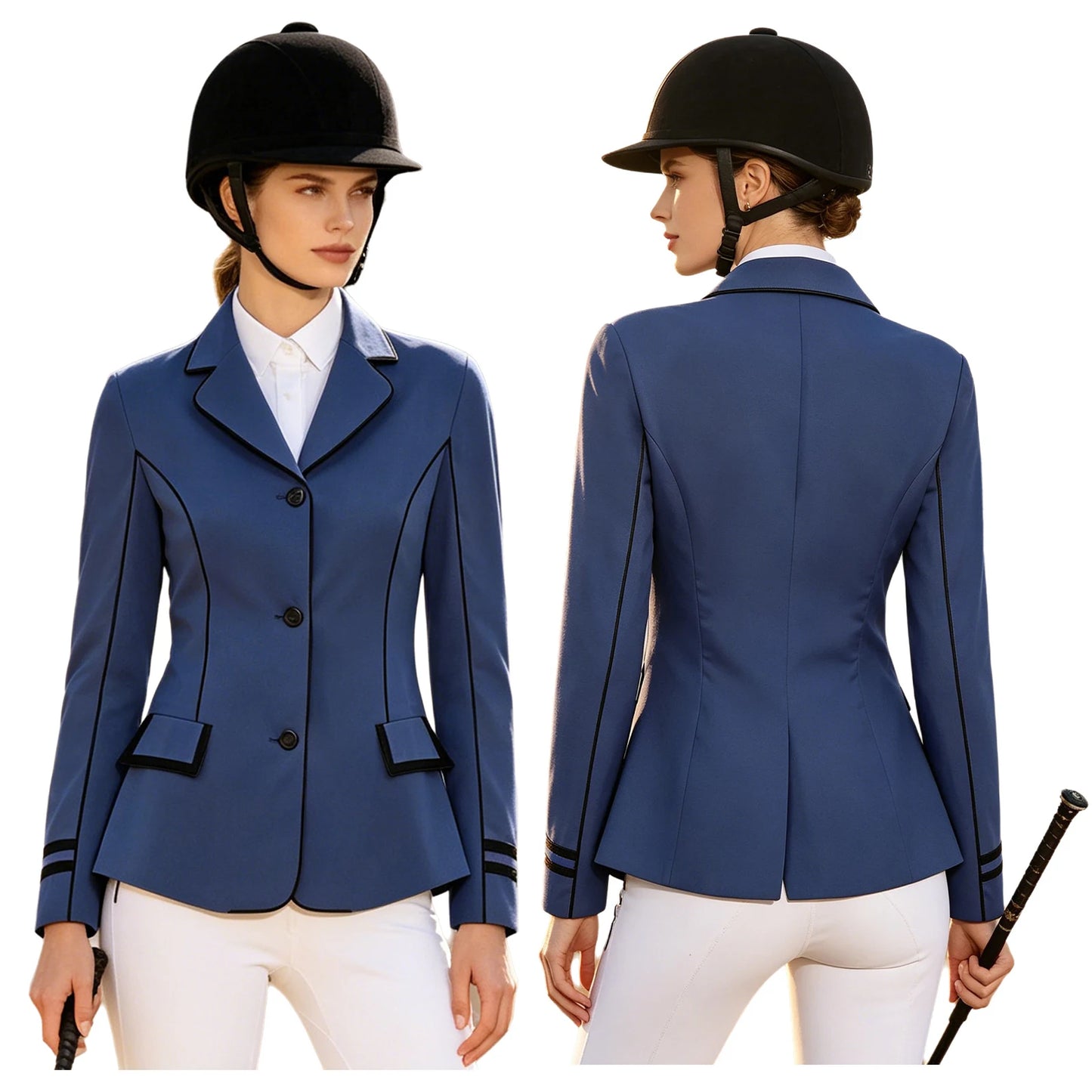 Women's Equestrian Riding Blazer With Lapel Collar Pockets