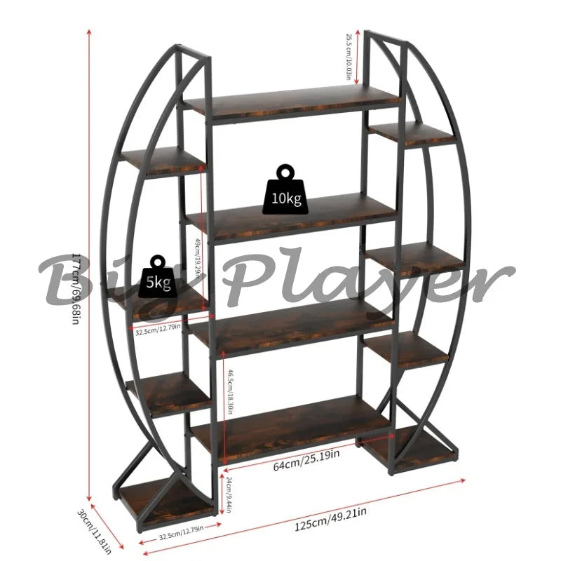 Industrial Style Half Moon Plant Stand Bookshelf Ladder For Home Garden