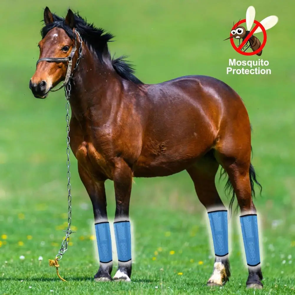 Breathable Mesh Horse Fly Boots Leg Wraps Non Slip Straps