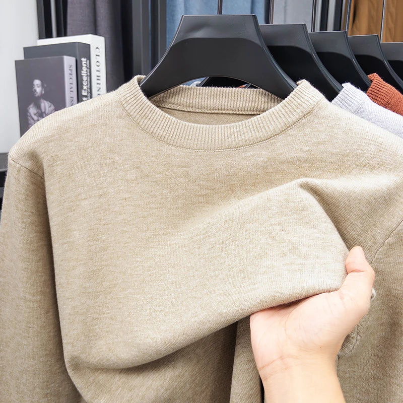 Men's Casual Knit Sweater Round Neck Diamond Pattern