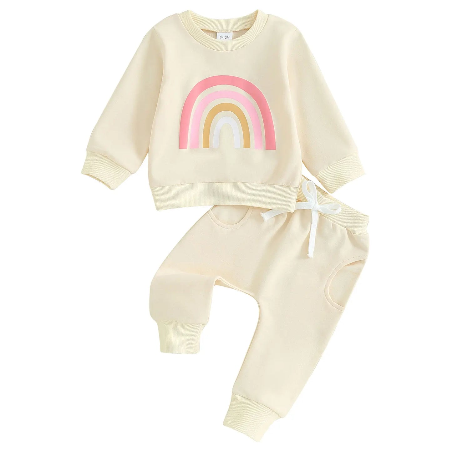 Citgeett Rainbow Print Toddler Unisex Sweatshirt and Pants Set