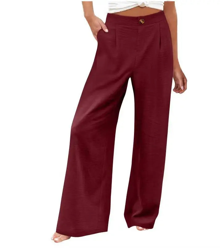 Others High Waist Wide Leg Pants For Women Summer Polyester