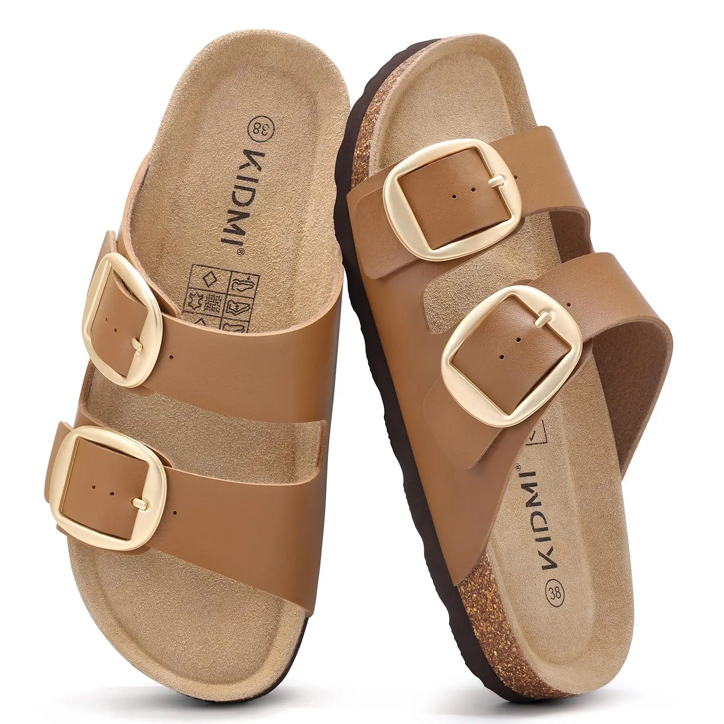 Women's Cork Sandals With Arch Support Buckle Slides For Outdoor