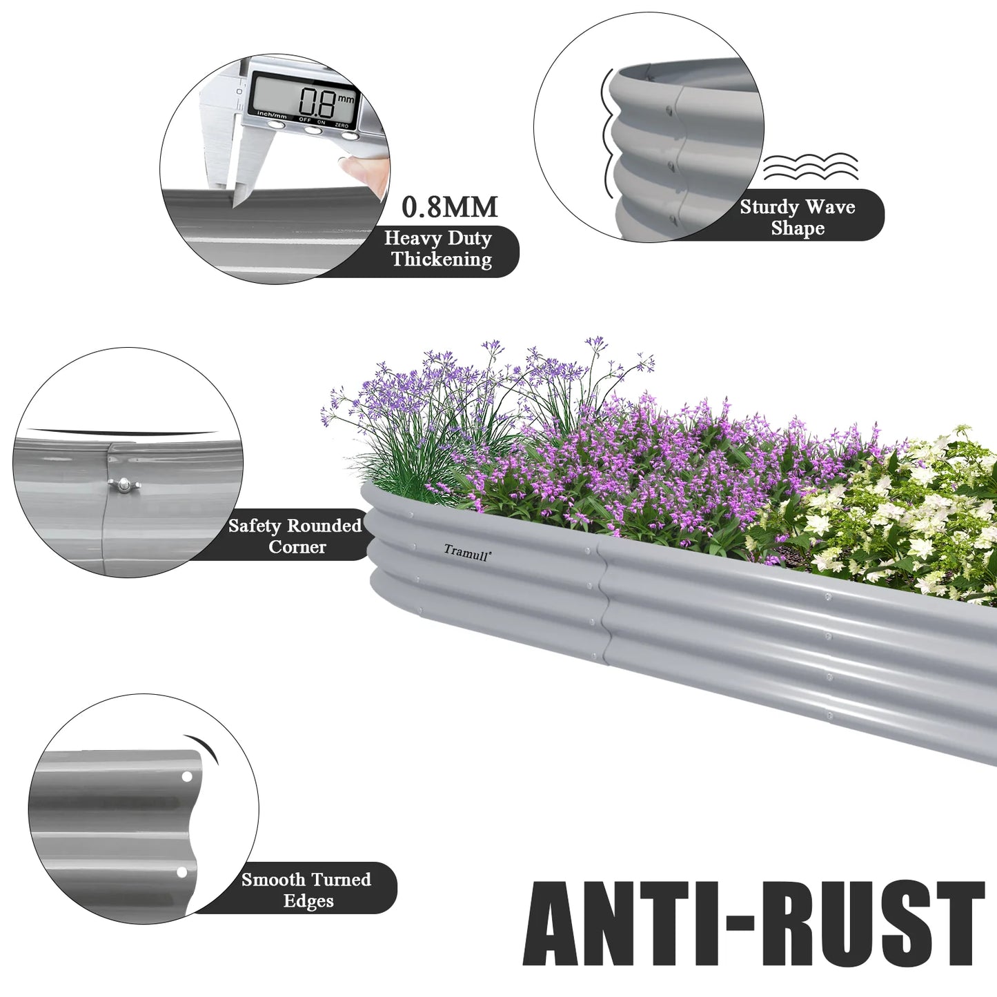 Tramull Galvanized Raised Garden Bed Planter Box For Vegetables