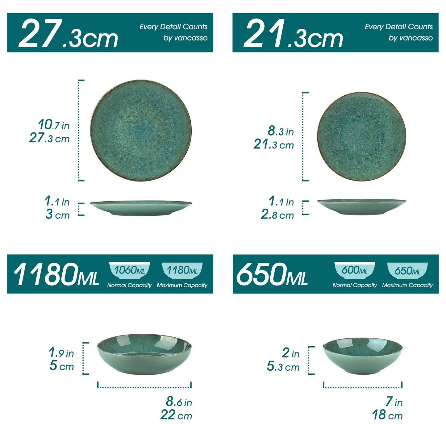 Malacasa Karst Embossed Green Ceramic Dinnerware Set