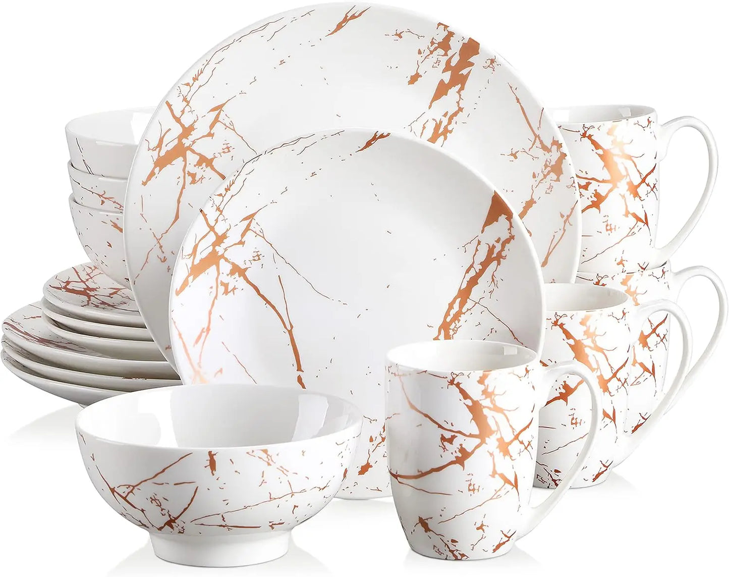 LIEI Porcelain Dinnerware Set With Plates Bowls And Mugs