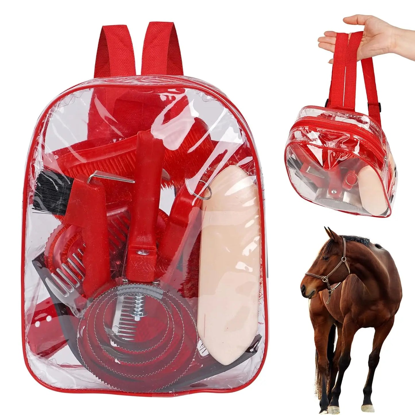 Horse Grooming Kit Complete 10 Piece Brush Set With Tote Bag For Equine Care Supplies