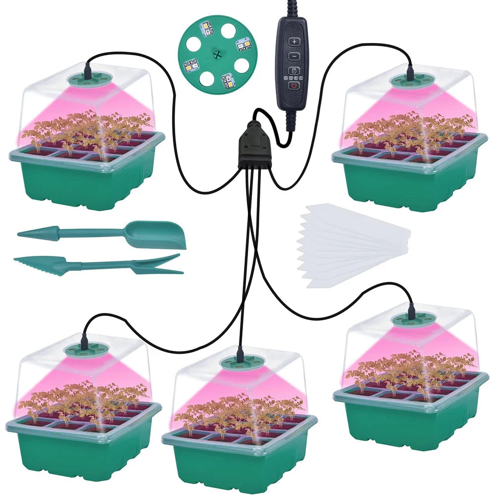 JGT Full Spectrum LED Grow Lights With Seedling Trays Humidity Dome