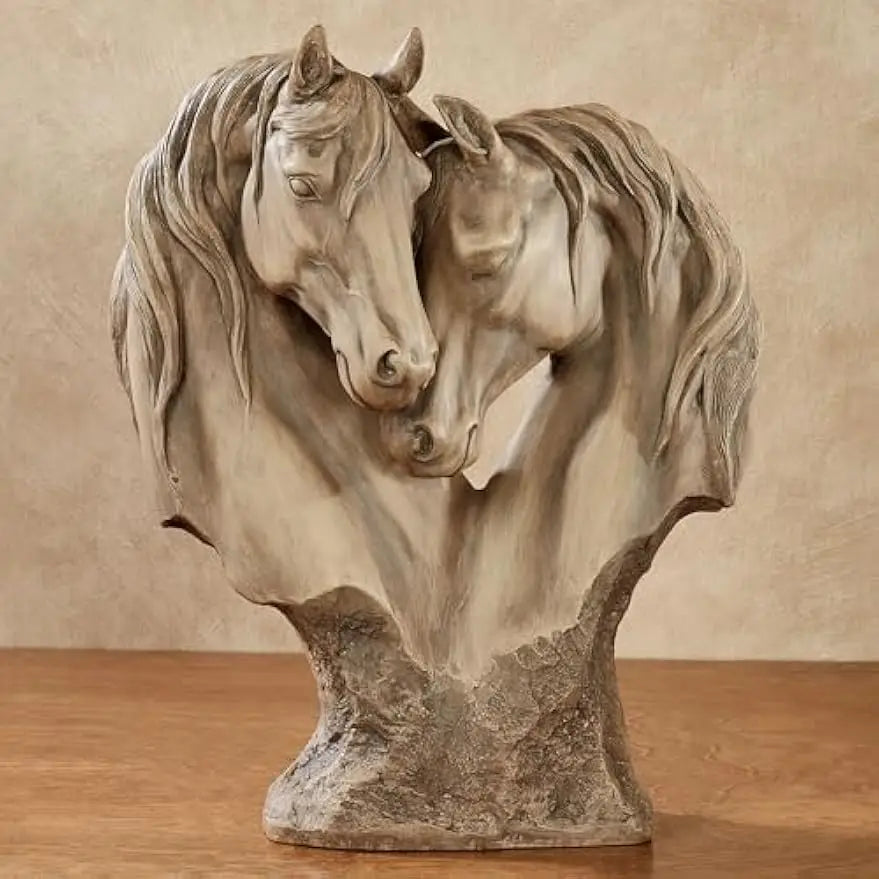 Resin Horse Sculpture Heart Shaped Nuzzling Table Decor Living Room