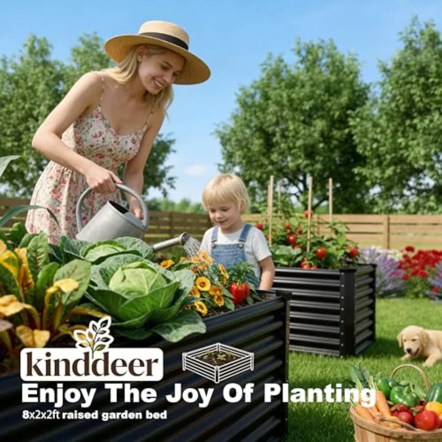 OLOEY Raised Garden Bed Kit Galvanized Planter Outdoor Metal Beds