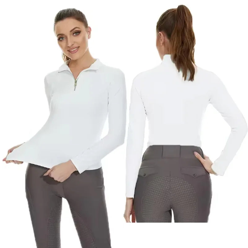 NONECN Equestrian Baselayer Zip Top For Long Sleeve Riding