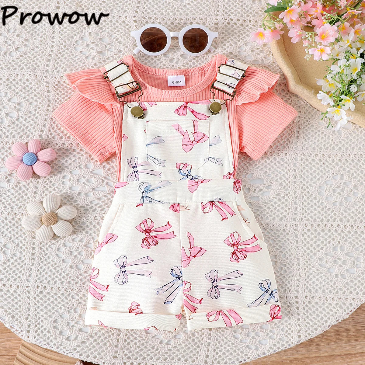 Prowow Toddler Two-Piece Suspender Overalls Set For Baby Girls