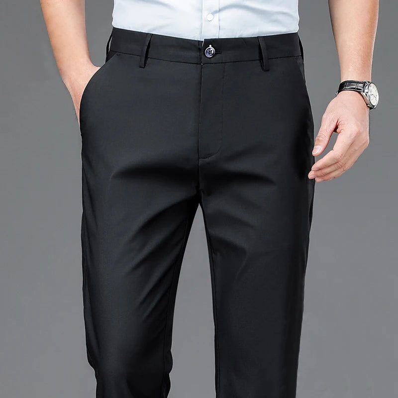 NONECN Men's Stretch Fast Dry Office Trousers Smart Casual Pants