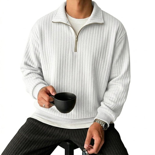 Animal Game Men's Quarter Zip Striped Pullover Sweatshirt