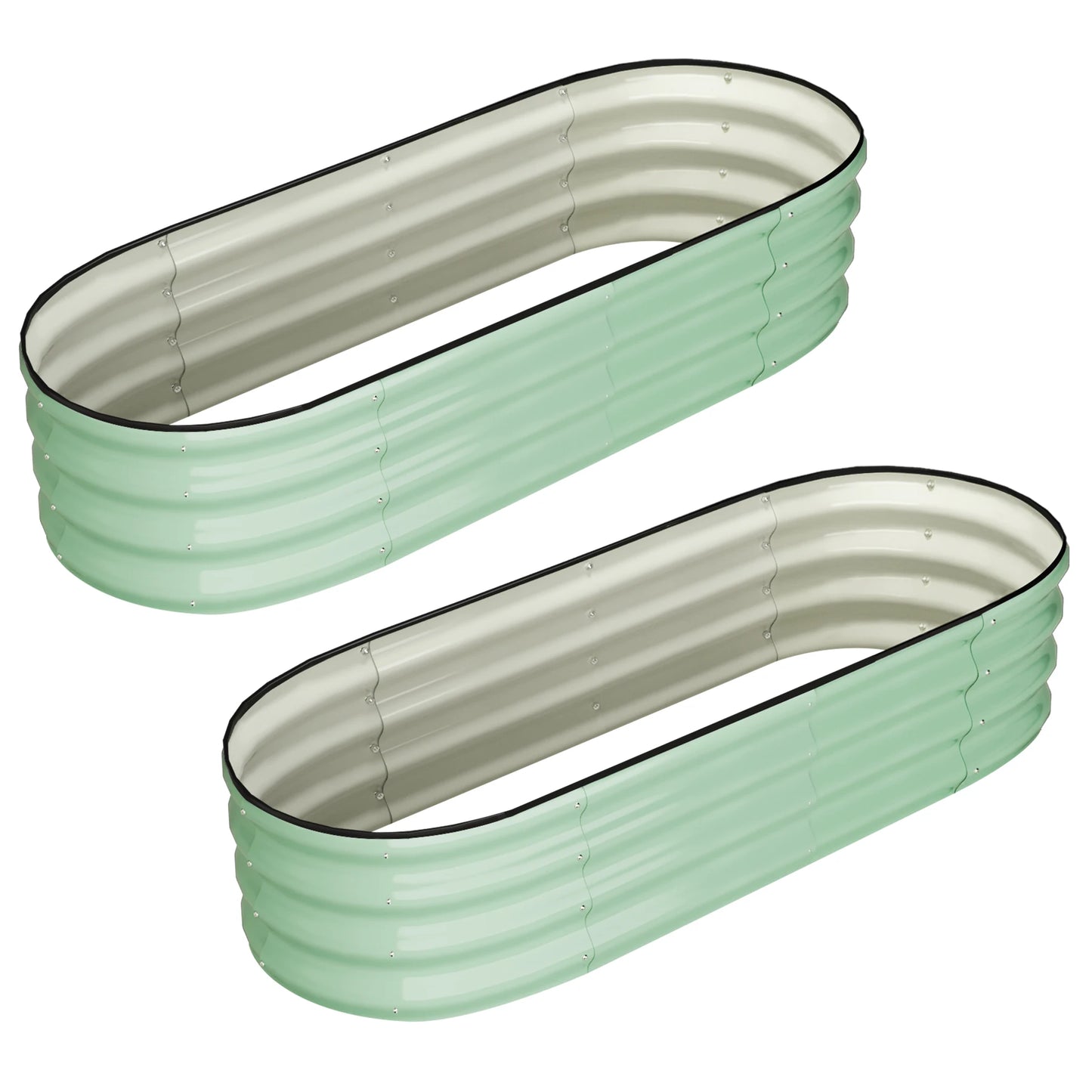 HiMIS Oval Galvanized Raised Garden Bed Outdoor Planter
