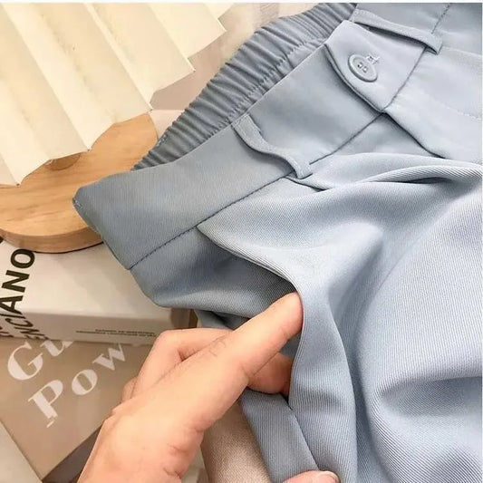 JOEVILU Womens High Waist Straight Ankle Silky Office Pants