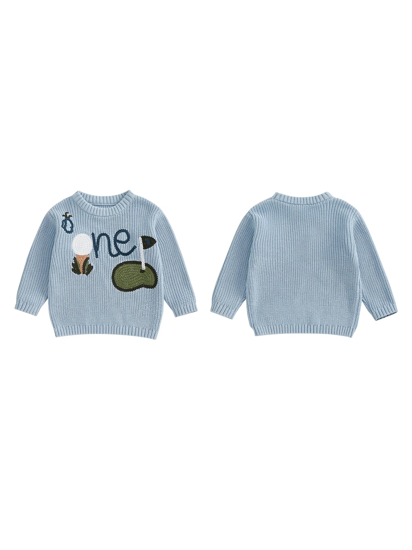 Toddler Unisex Knit Pullover Sweater Embroidered Golf Design