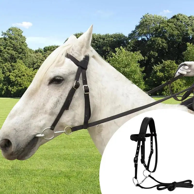 Adjustable Horse Halter And Lead Rope With 3 Buckles Throat Latch Equestrian