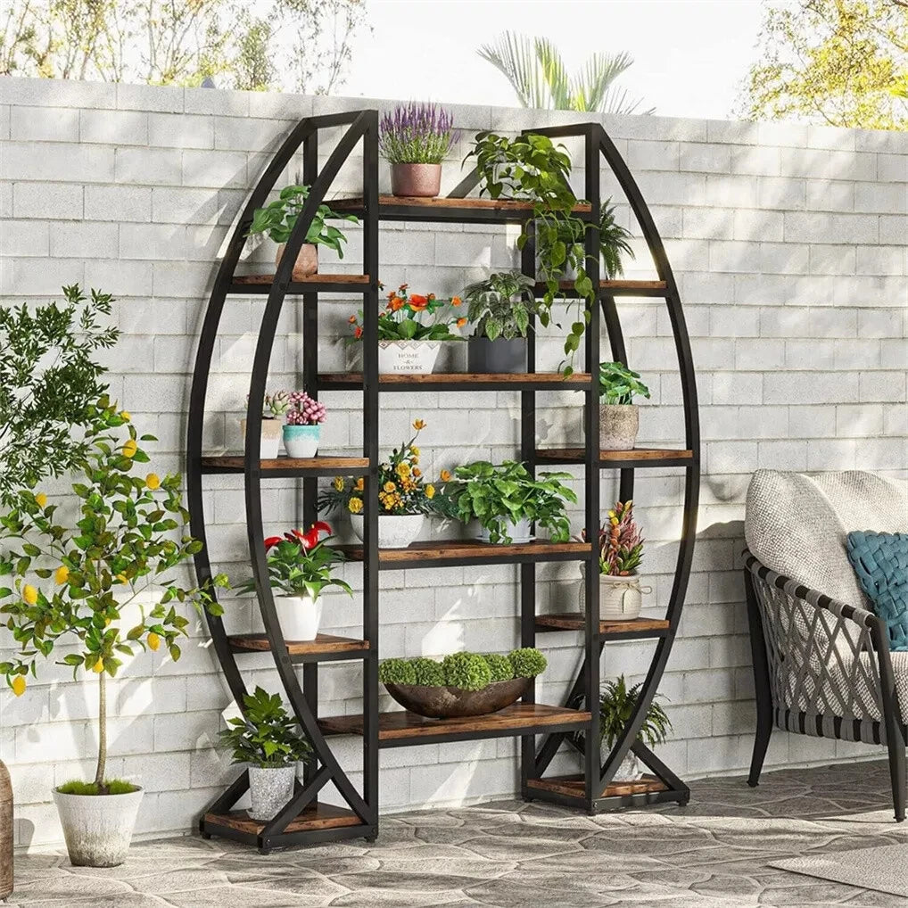 Oval Five Tier Bookshelf Plant Stand Etagere Display Unit