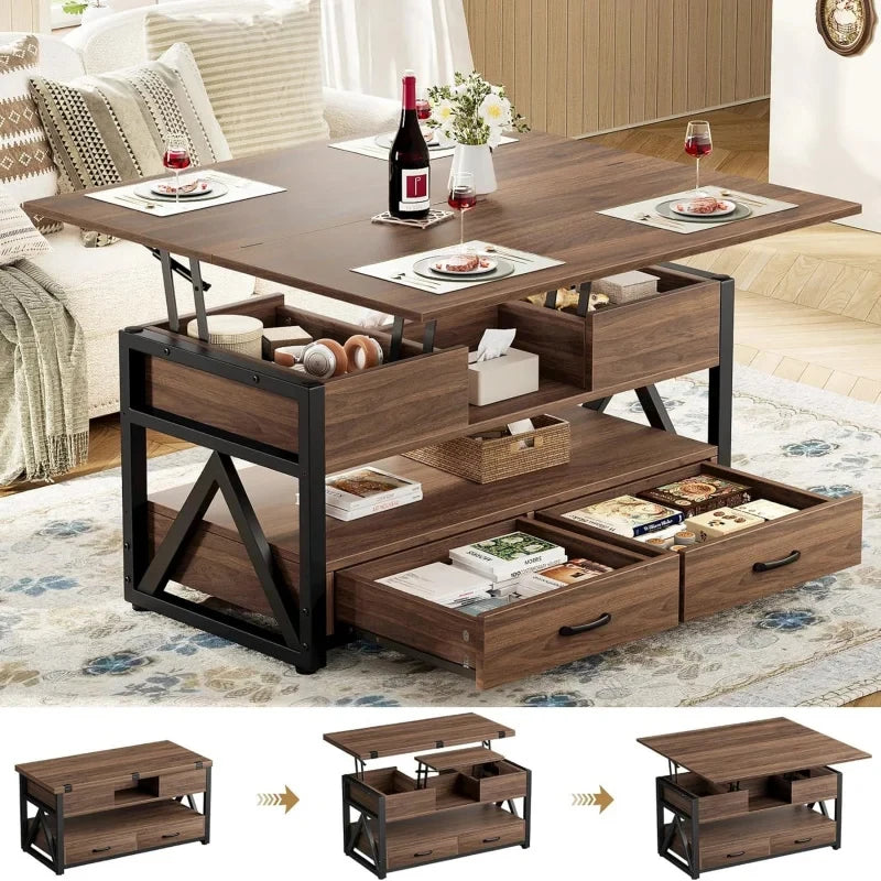Lift Top Coffee Table With Hidden Compartments And Storage