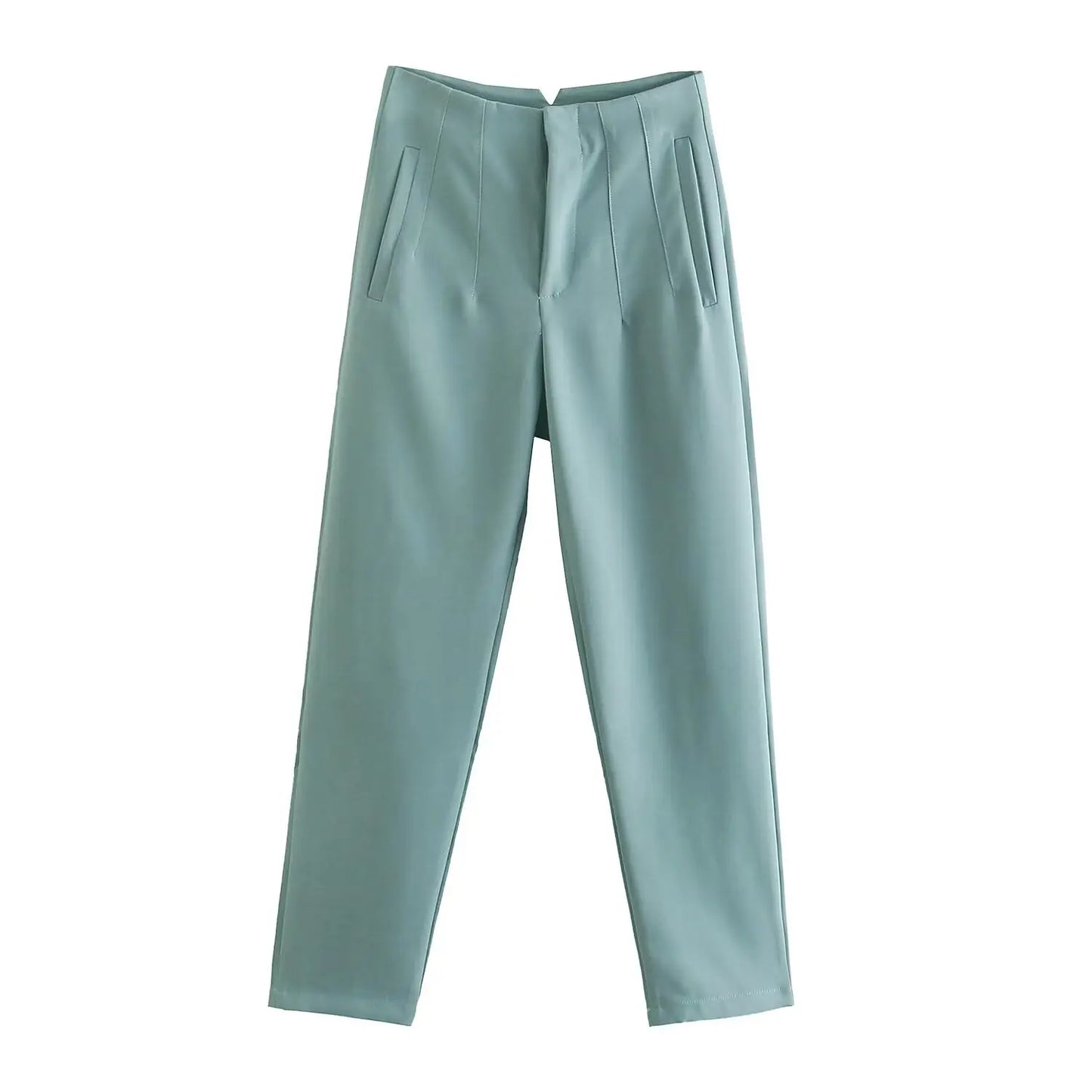 Others High Waist Casual Pants For Women Slim Fit Polyester