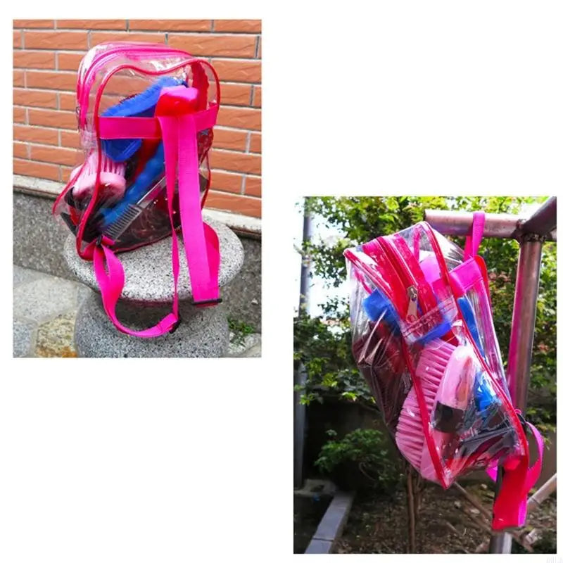 Horse Grooming Tool Set With Ergonomic Handle Durable Plastic Brushes