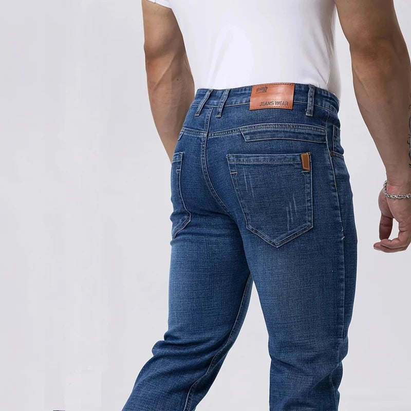 Mens Casual Jeans Slim Fit Stretch Denim Trousers For Spring Autumn