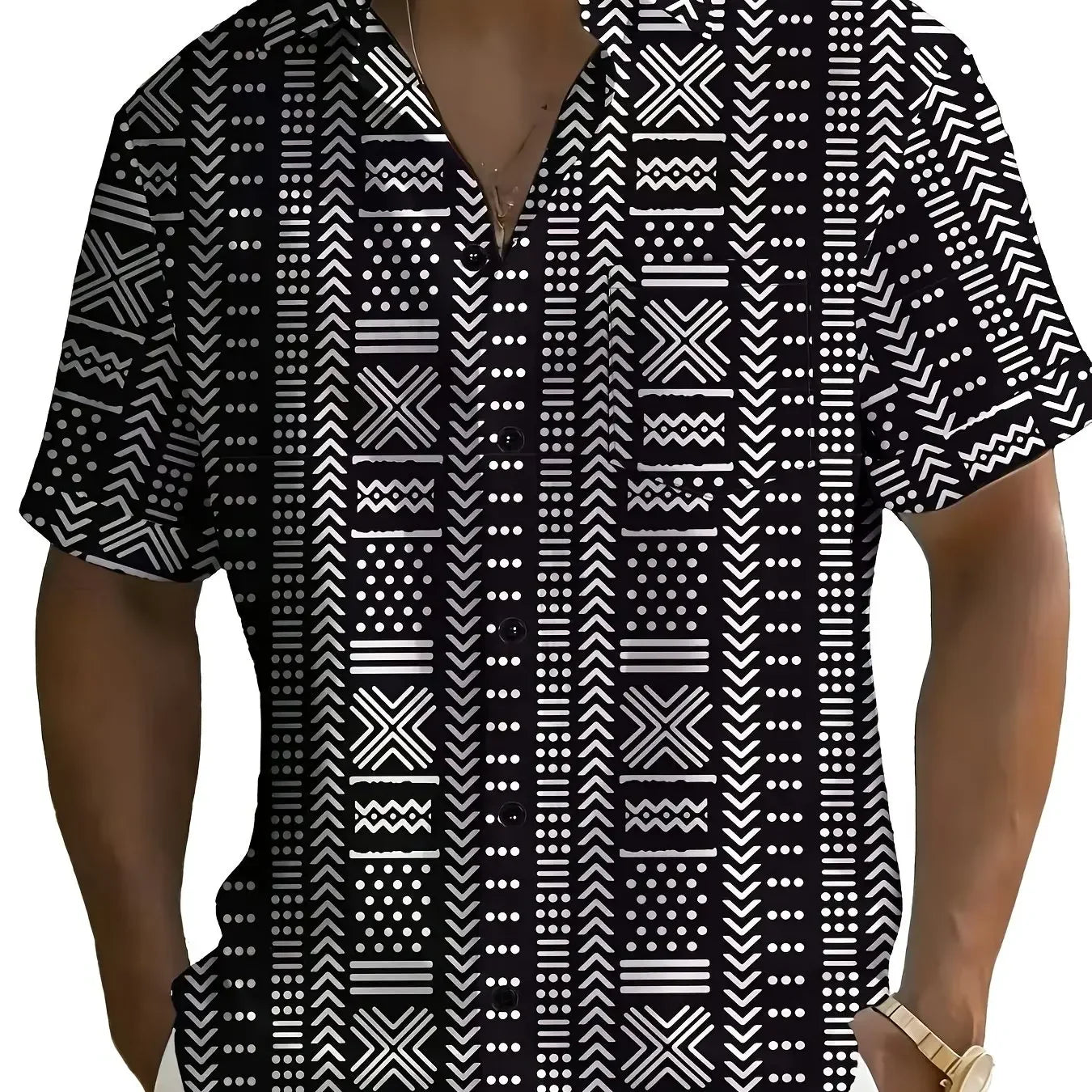 Mens 3D Printed Short Sleeve Hawaiian Shirt With Multiple Patterns