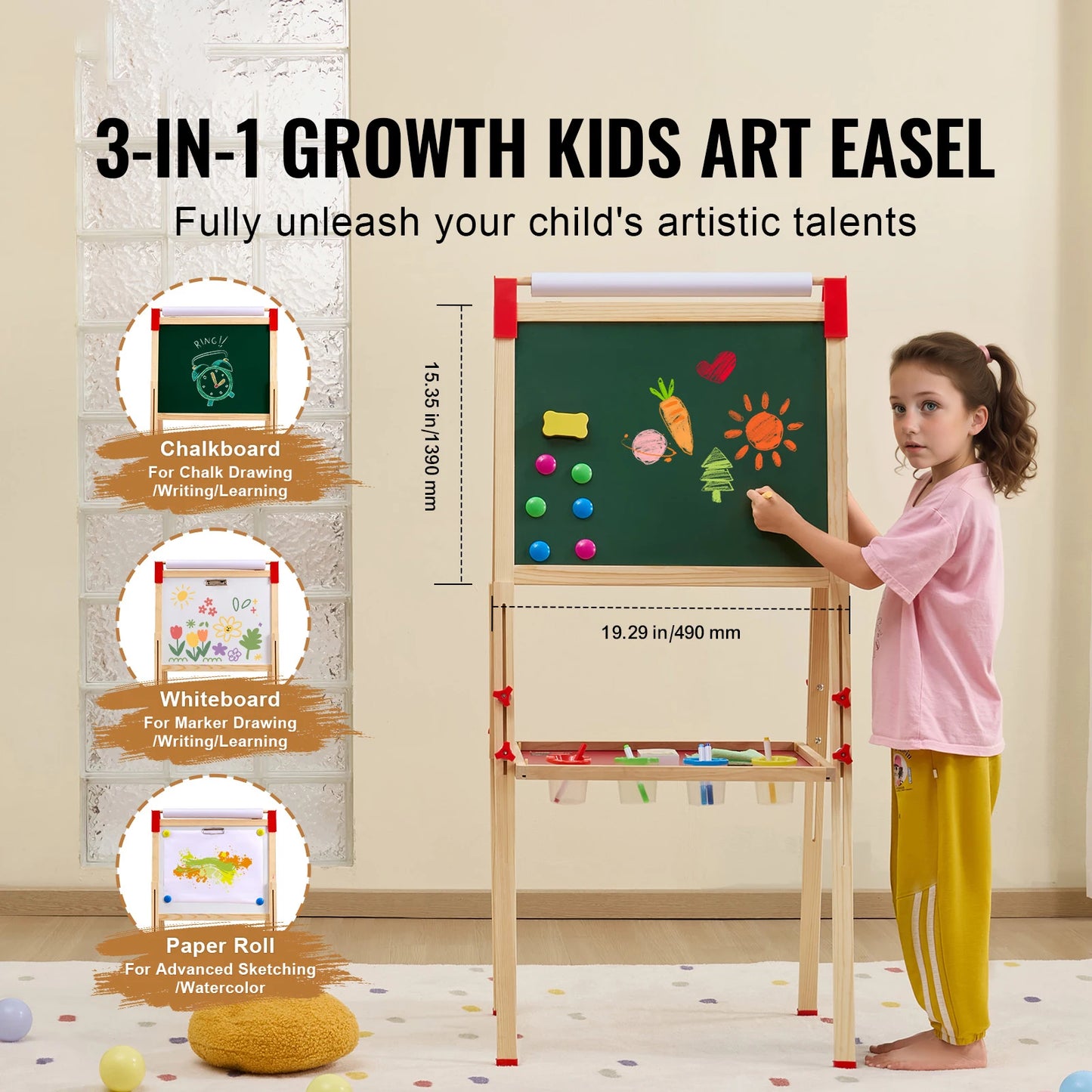 SucceBuy Wooden Double Sided Magnetic Drawing Board For Kids
